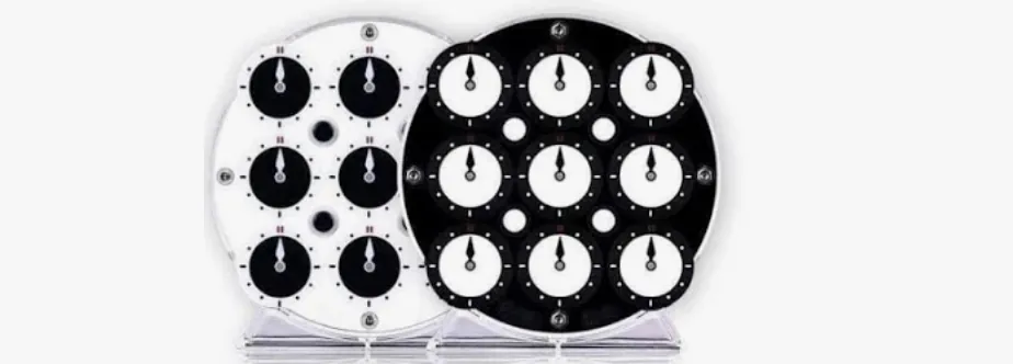 A collection of Rubik's Clock puzzles